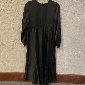 ZARA | black satin wrinkle effect maxi dress